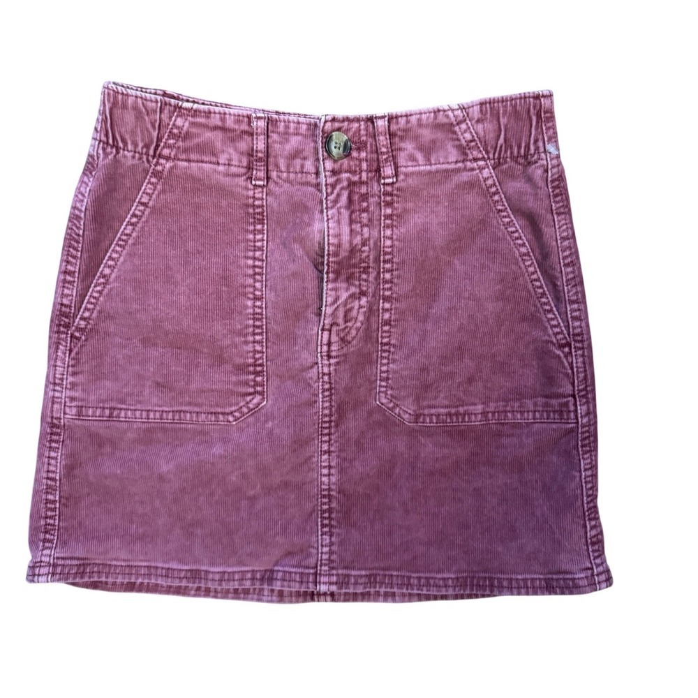 American Eagle Corduroy Mini Skirt Womens 00 Bugandy Super Stretch‎